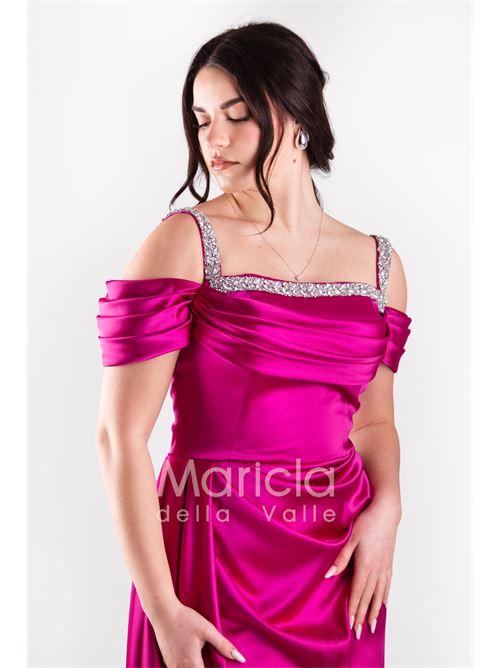 abito scollo pietre con fusciacca MARICLA ELEGANCE | JC35121MAGENTA